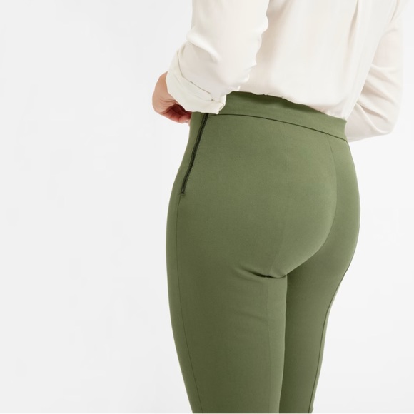 EVERLANE The Side-Zip Stretch Cotton Olive Ponte Pant 4 - Picture 6 of 14